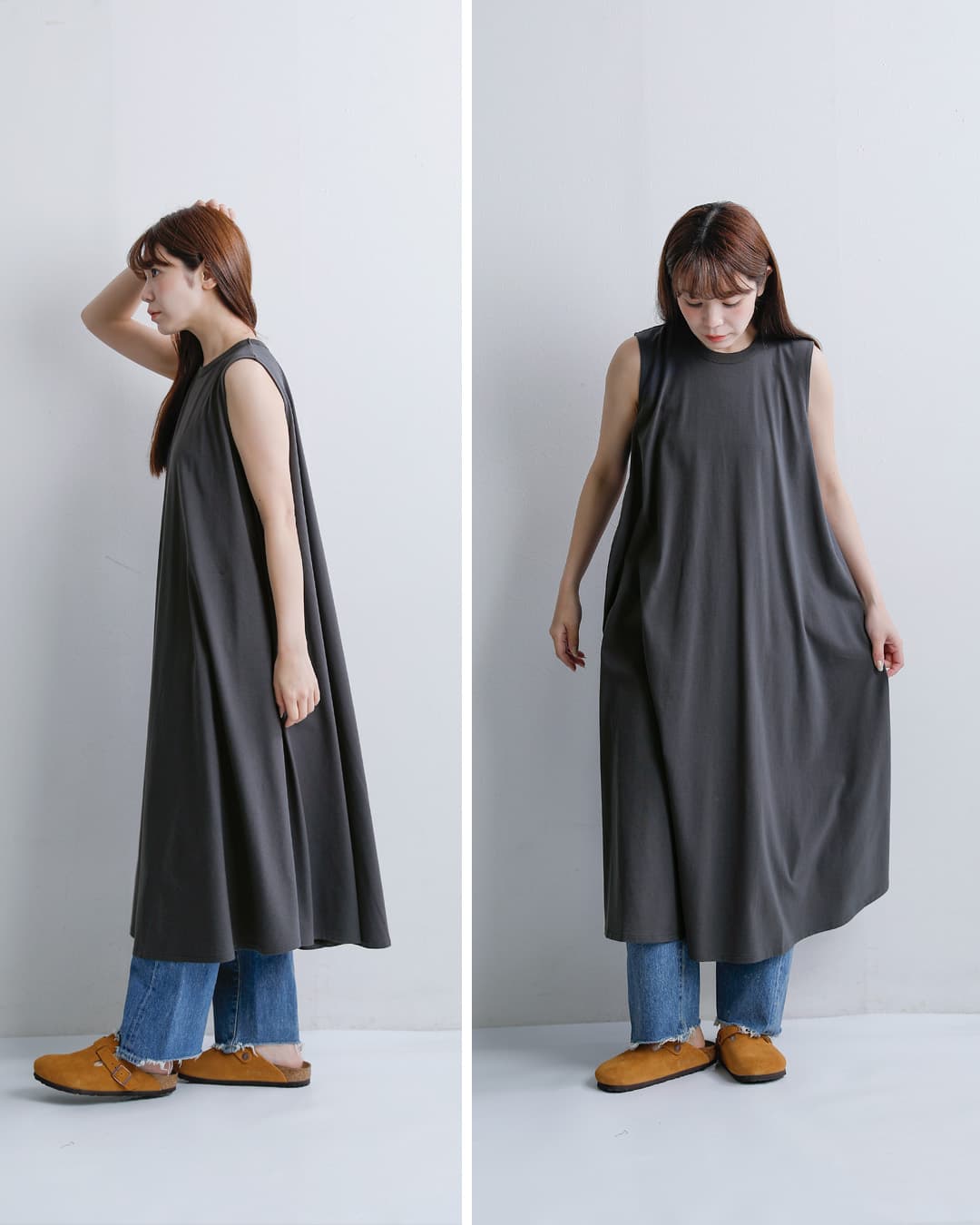 ORCIVAL(オーチバル・オーシバル)コットン天竺 Aライン ノースリーブ ワンピース or-c0534oej
