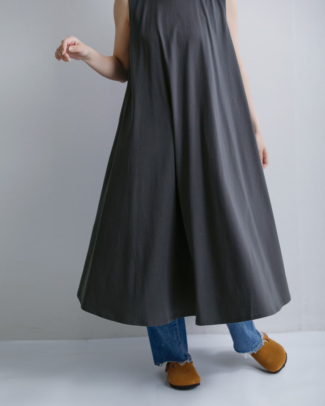 ORCIVAL(オーチバル・オーシバル)コットン天竺 Aライン ノースリーブ ワンピース or-c0534oej