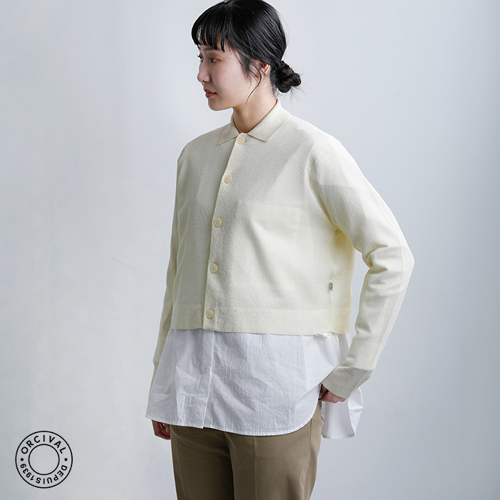 ORCIVAL(オーチバル・オーシバル)ジャガード襟付きポロニットカーディガンor-d0140wjq