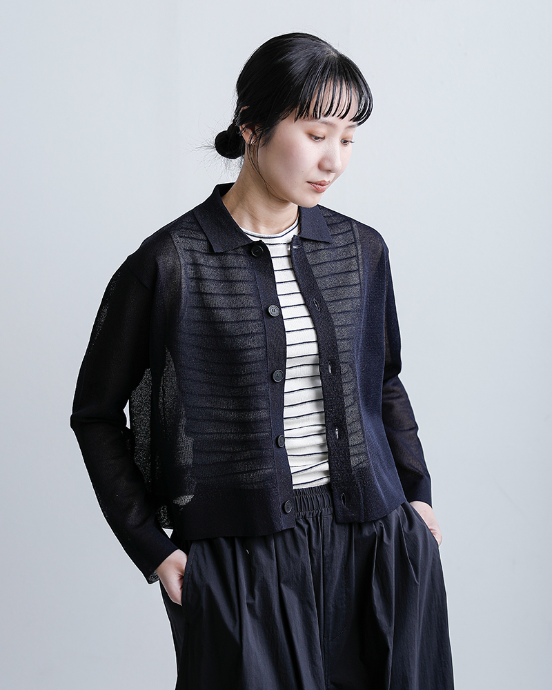 ORCIVAL(オーチバル・オーシバル)ジャガード襟付きポロニットカーディガンor-d0140wjq