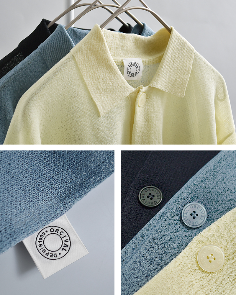 ORCIVAL(オーチバル・オーシバル)ジャガード襟付きポロニットカーディガンor-d0140wjq