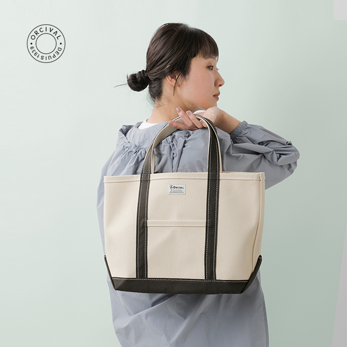 ORCIVAL(オーチバル・オーシバル)ヘビーキャンバス配色トートバッグミディアムor-h0284kwc-bi-25aw