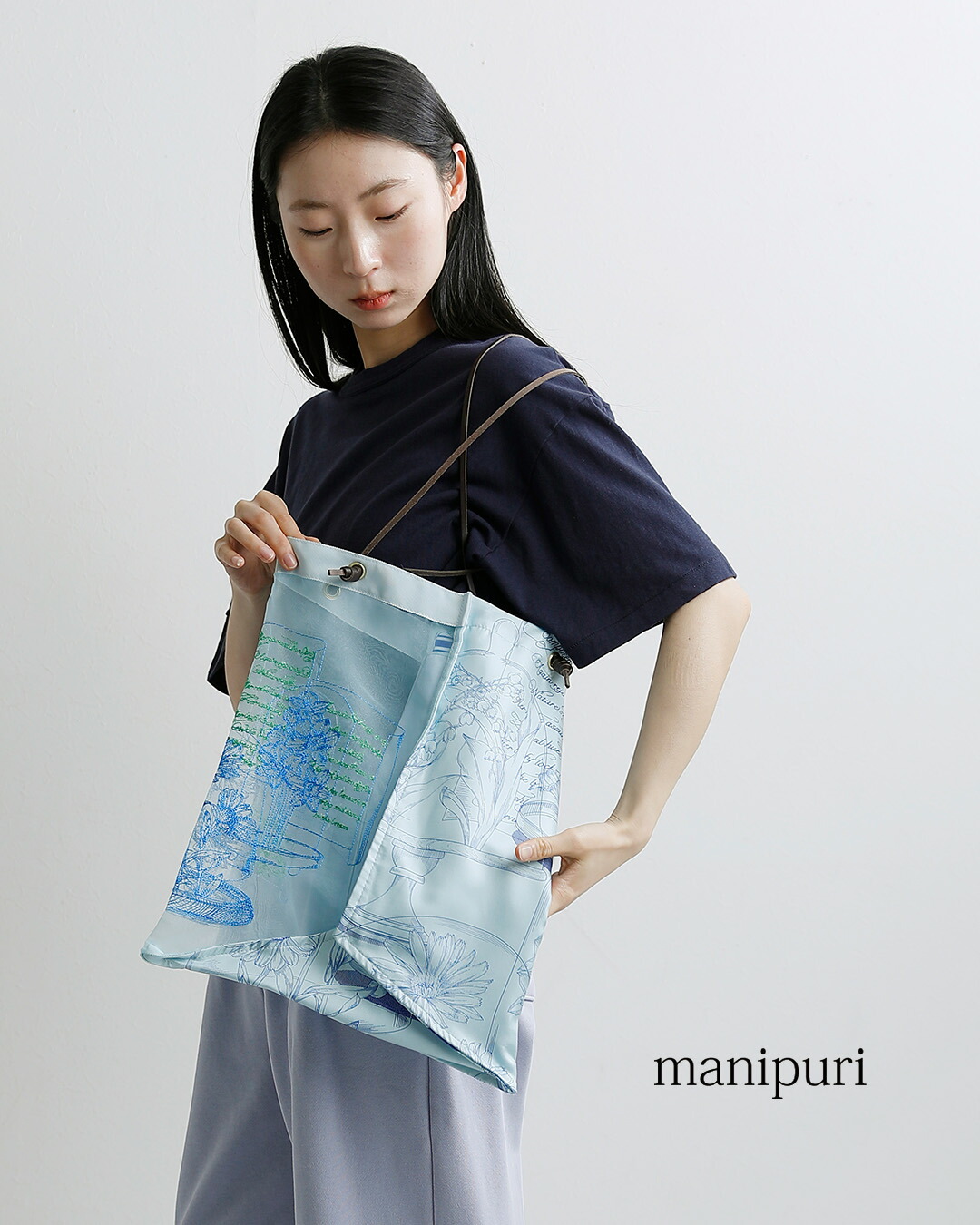 manipuriオーガンジー シルク トートバッグ Lサイズ orgsilk-tote-l