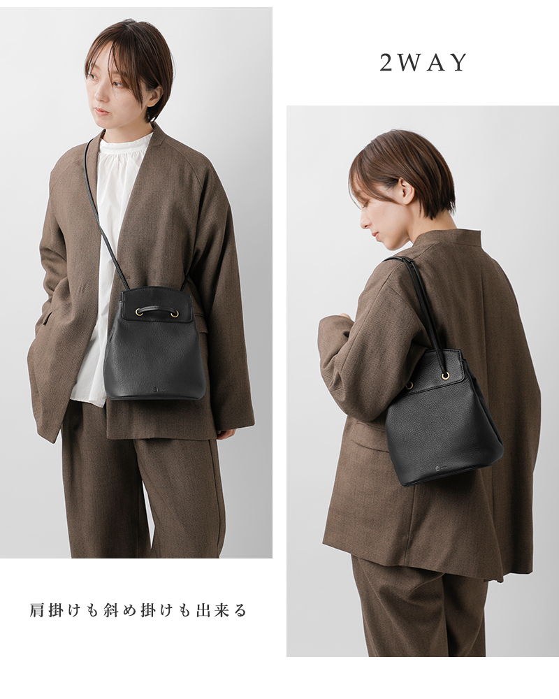 mononogu(モノノグ)カウレザー2wayドローストリングバケットミニバッグow2-ss