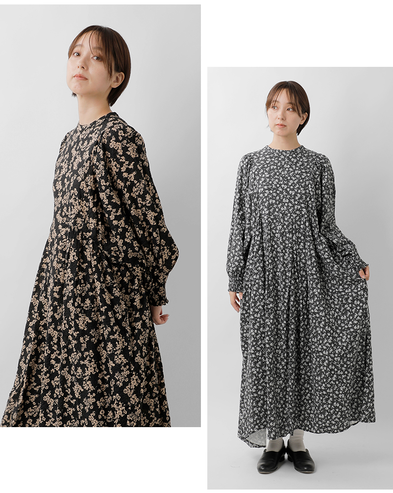 PARIS DE AOUNE(パリドゥアオウネ)フラワープリントバンドカラータックギャザーワンピースpa260op030