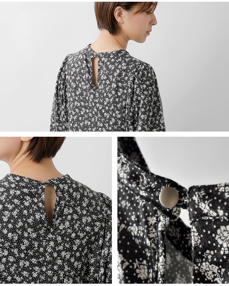 PARIS DE AOUNE(パリドゥアオウネ)フラワープリントバンドカラータックギャザーワンピースpa260op030