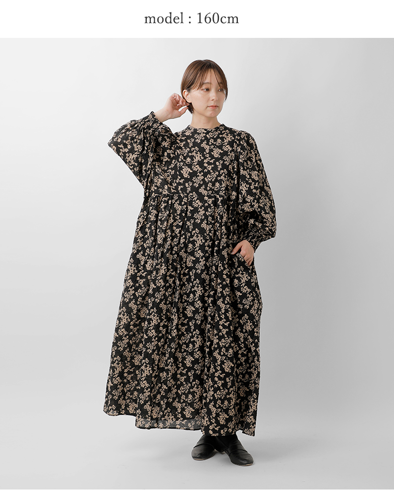 PARIS DE AOUNE(パリドゥアオウネ)フラワープリントバンドカラータックギャザーワンピースpa260op030