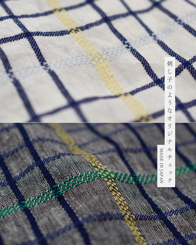 NOUVELLES DU PARADISリネン チェック フリル ワイド ブラウス pb26122