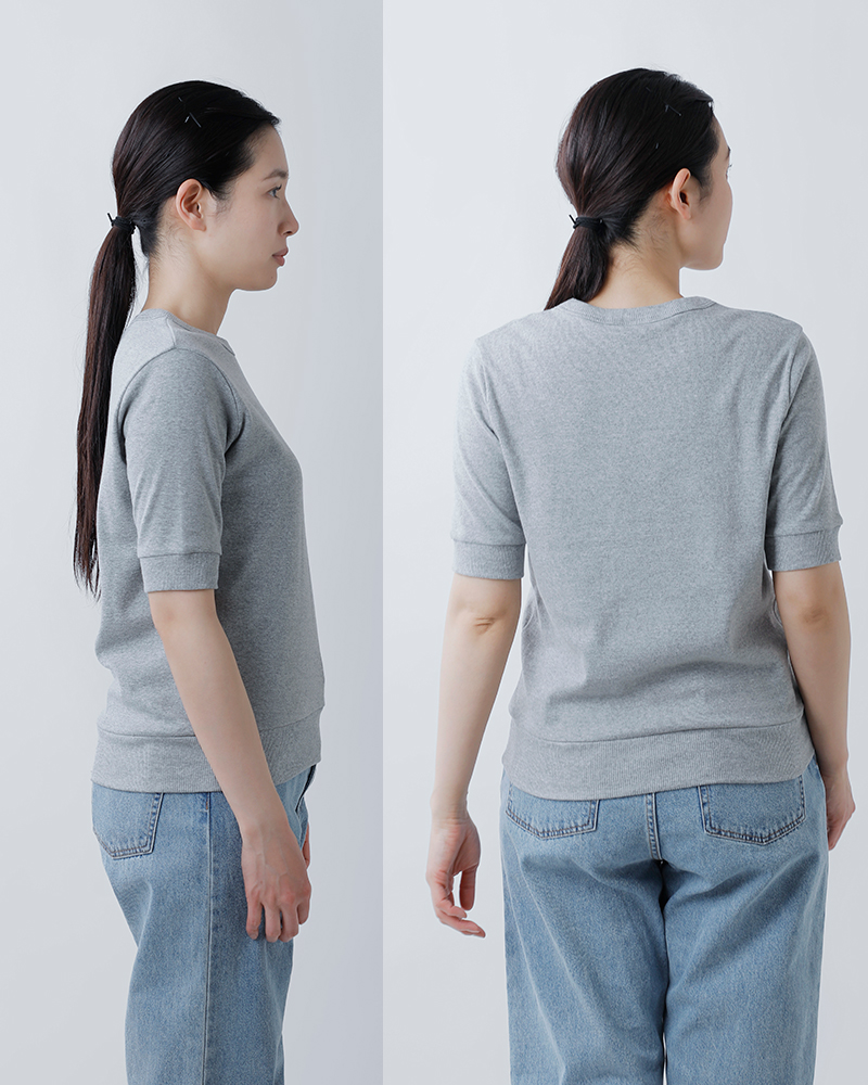 NOUVELLES DU PARADISトロワフライス 5分袖 クルーネック プルオーバー pc19121a