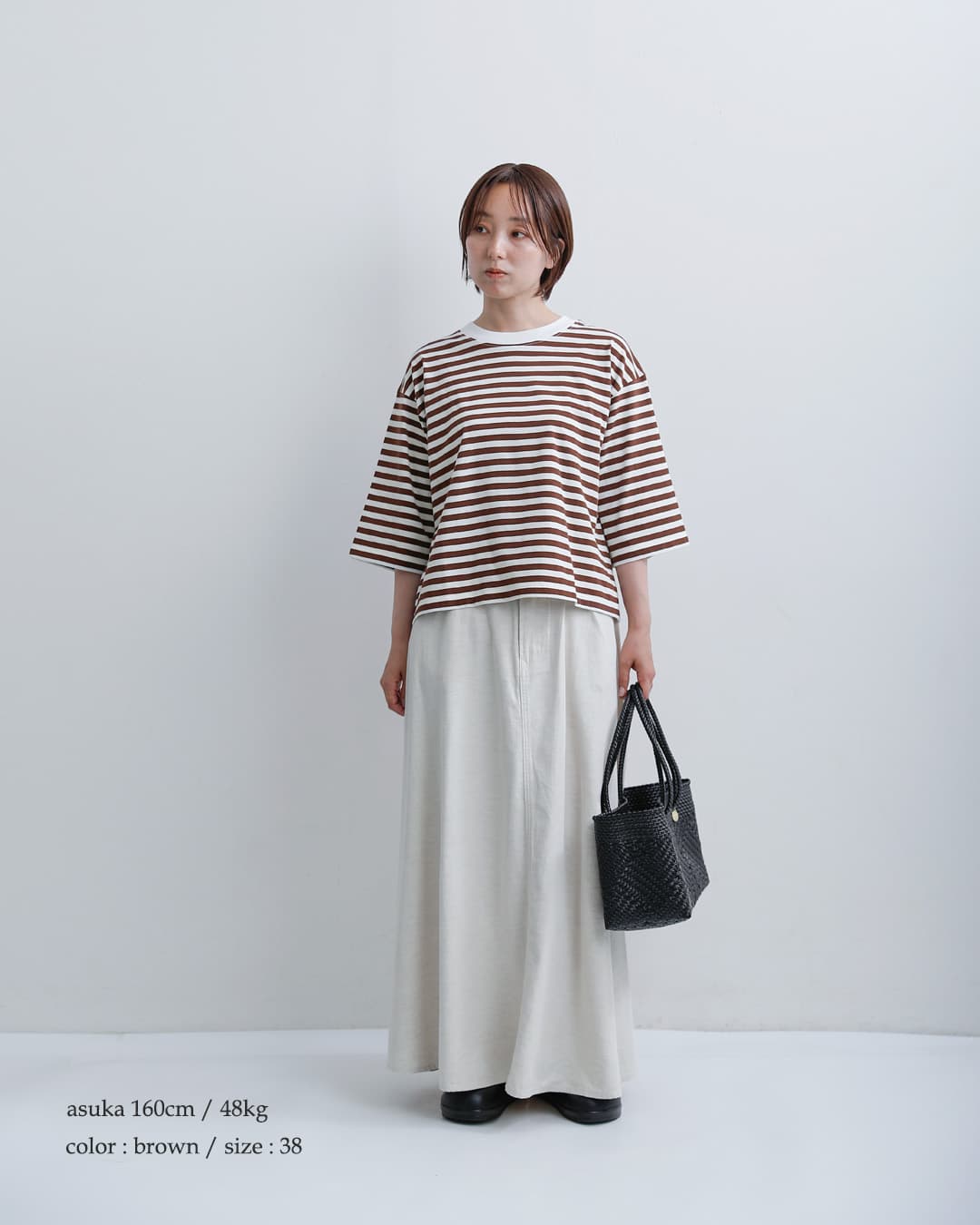 NOUVELLES DU PARADIS(ヌーベル ドゥ パラディ)aranciato別注 トロワ天竺 ボーダー ワイドハーフスリーブ Tシャツ pc25115