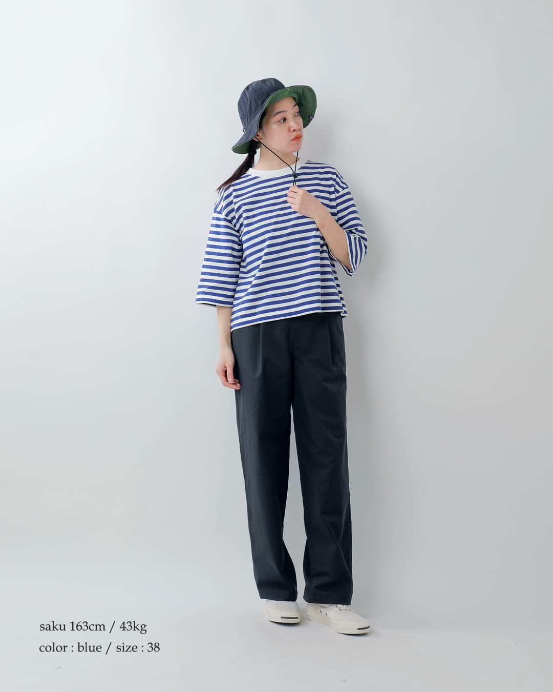 NOUVELLES DU PARADIS(ヌーベル ドゥ パラディ)aranciato別注 トロワ天竺 ボーダー ワイドハーフスリーブ Tシャツ pc25115
