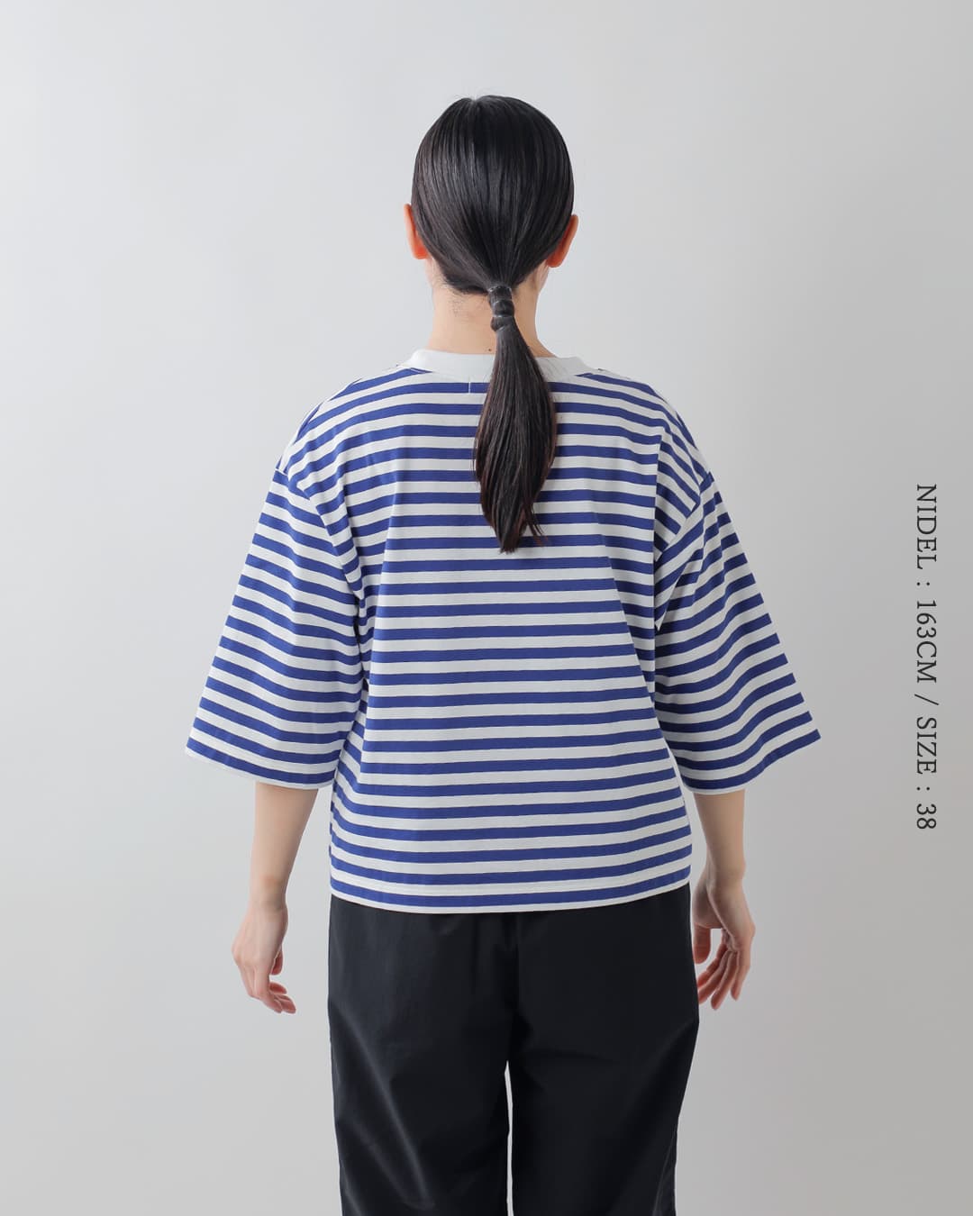 NOUVELLES DU PARADIS(ヌーベル ドゥ パラディ)aranciato別注 トロワ天竺 ボーダー ワイドハーフスリーブ Tシャツ pc25115