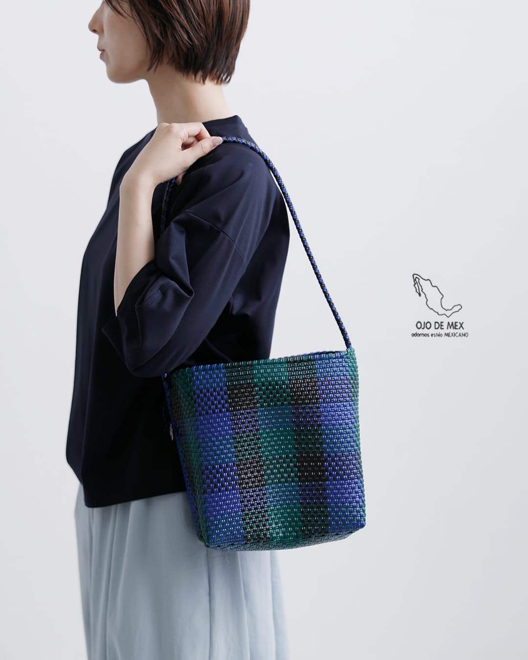 OJO DE MEXチェック カゴ トートバッグ “Plastico Cago Tote Shoulder” pct-shoulder