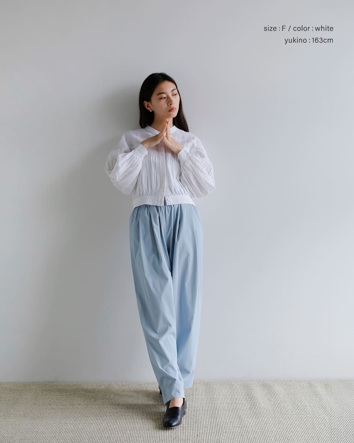 Pheeta(フィータ)コットンリネンバンドカラーピンタックブラウス “Stella” ph015c-25