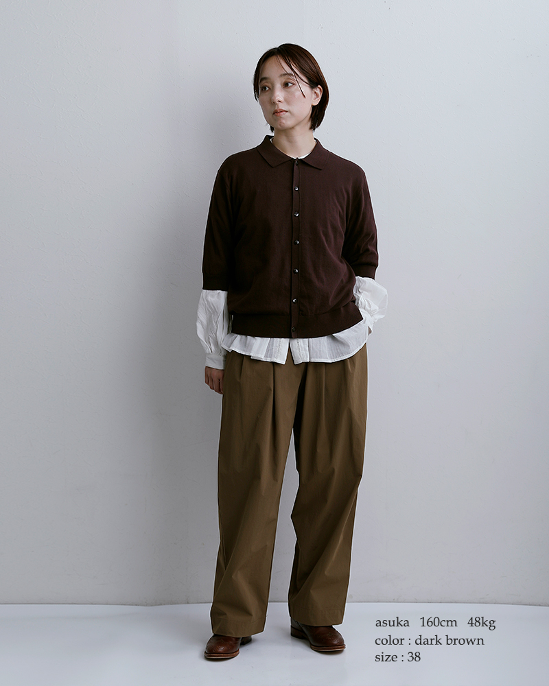 NOUVELLES DU PARADIS(ヌーベル ドゥ パラディ)ハイツイストコットンポロ五分袖カーディガンpk26101