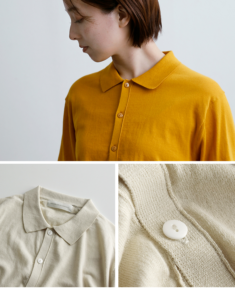 NOUVELLES DU PARADIS(ヌーベル ドゥ パラディ)ハイツイストコットンポロ五分袖カーディガンpk26101