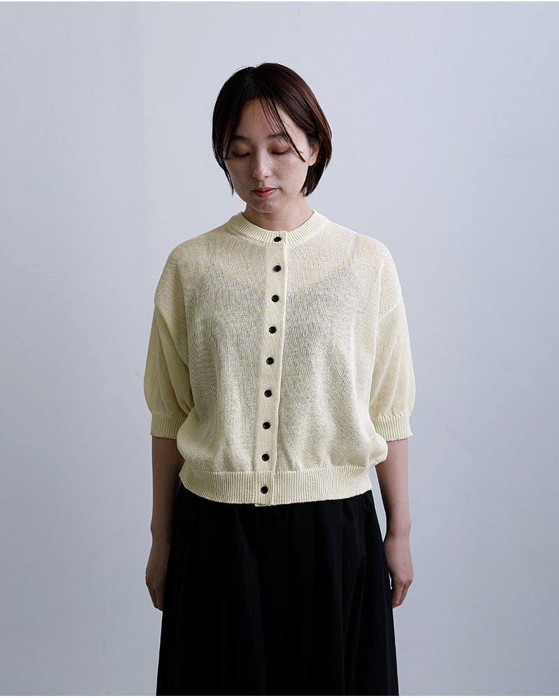 NOUVELLES DU PARADIS(ヌーベル ドゥ パラディ)ペーパーヤーンニット五分袖カーディガンpk26103