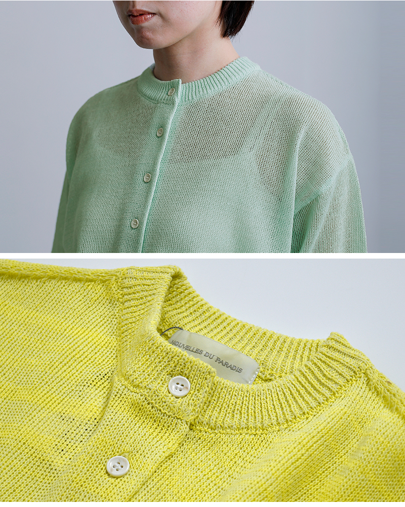 NOUVELLES DU PARADIS(ヌーベル ドゥ パラディ)ペーパーヤーンニット五分袖カーディガンpk26103