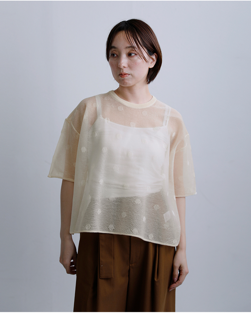 NOUVELLES DU PARADIS(ヌーベル ドゥ パラディ)シアードットジャガードニットワイドプルオーバーpk26105d