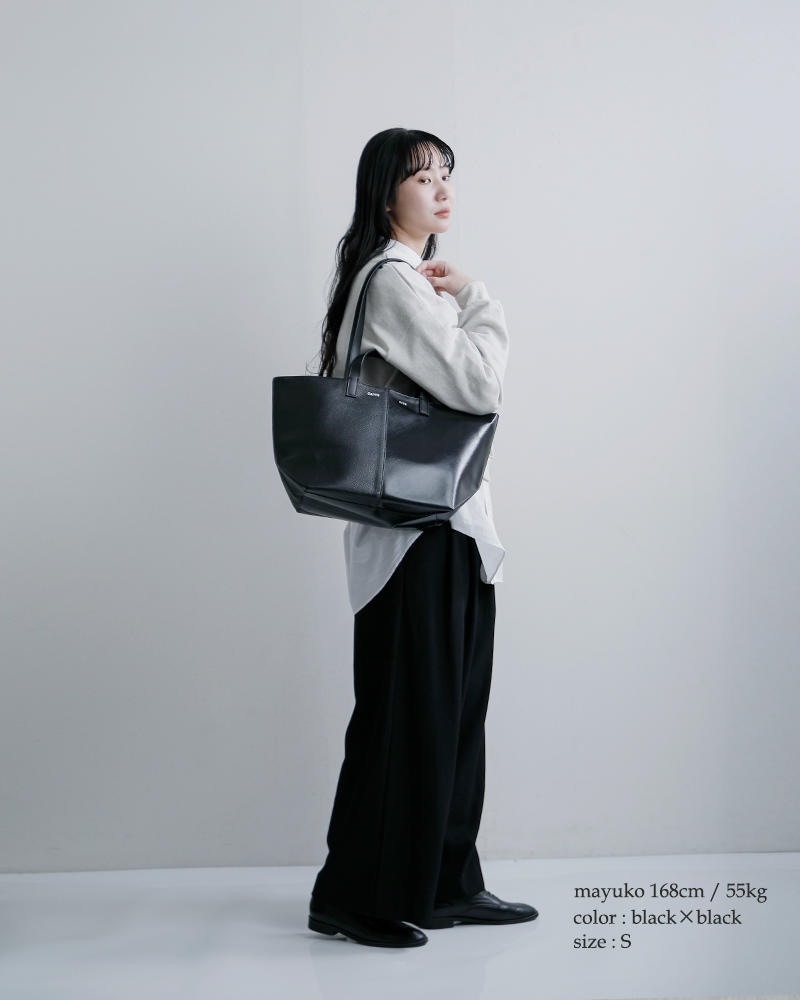 CAHU(カウ)プラティーク異素材切り替え2wayトートバッグS“PratiqueHalfCoatedfabric/HalfLeather”prtq-landp-zip