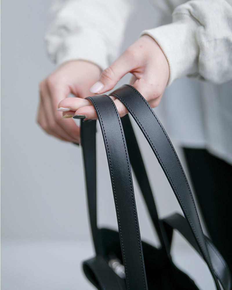 CAHU(カウ)プラティーク異素材切り替え2wayトートバッグS“PratiqueHalfCoatedfabric/HalfLeather”prtq-landp-zip