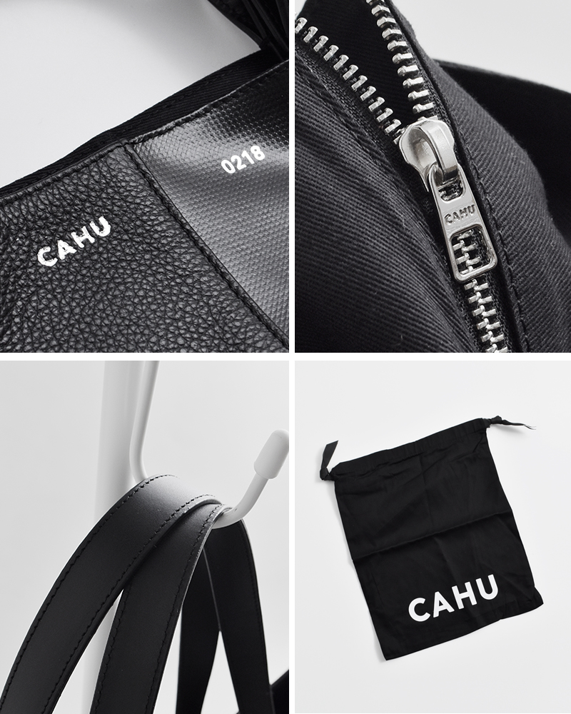 CAHU(カウ)プラティーク異素材切り替え2wayトートバッグS“PratiqueHalfCoatedfabric/HalfLeather”prtq-landp-zip