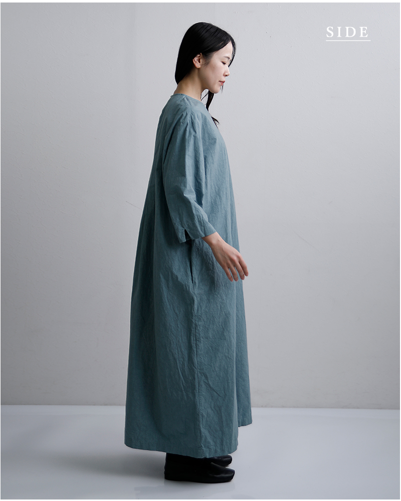 ROBE de PEAU(ローブデポー)コットンリネンタックワンピース“TUCKEDONEPIECE”r342