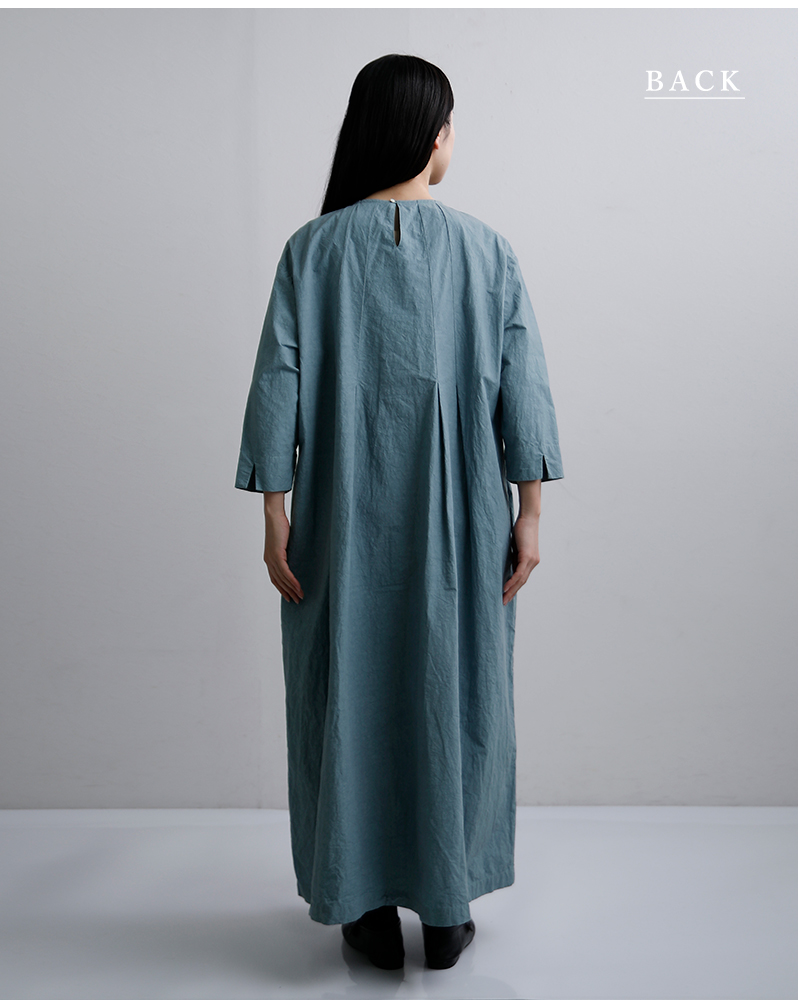 ROBE de PEAU(ローブデポー)コットンリネンタックワンピース“TUCKEDONEPIECE”r342