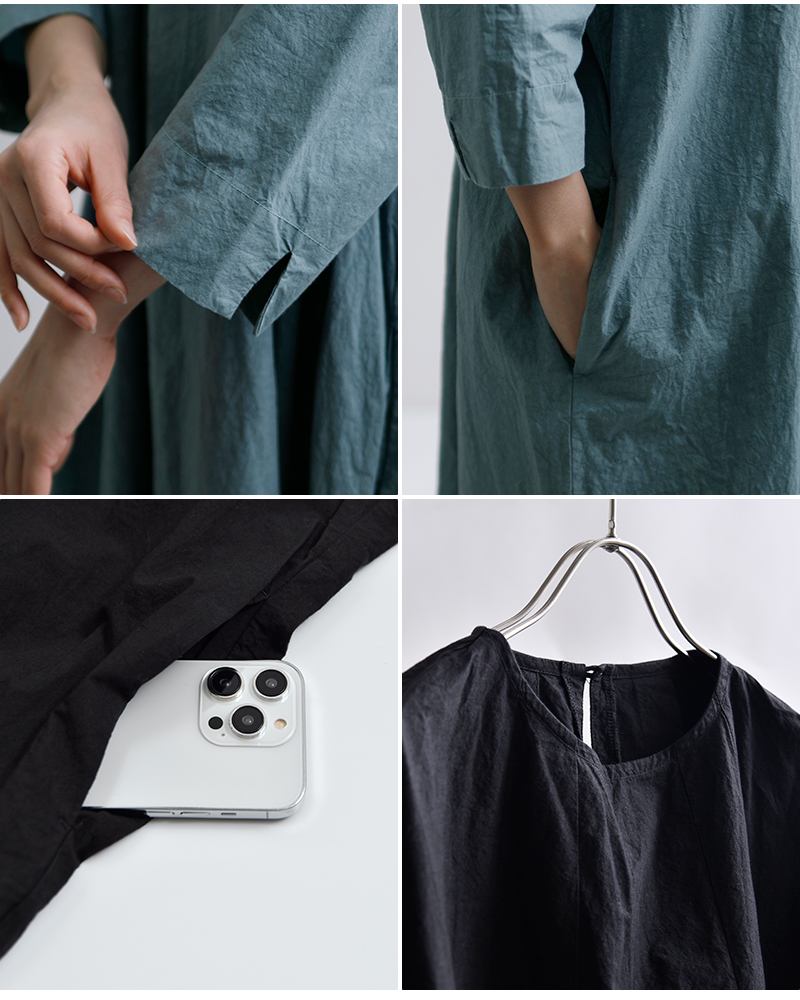 ROBE de PEAU(ローブデポー)コットンリネンタックワンピース“TUCKEDONEPIECE”r342