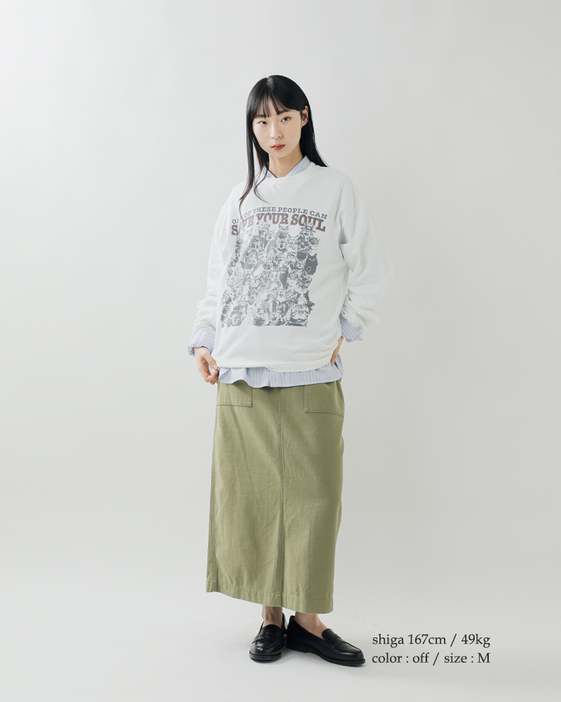 REMI RELIEF(レミレリーフ)HARDSP加工天竺コットンプリントロングTシャツ“CANSAVEYOURSOUL”rn30389134