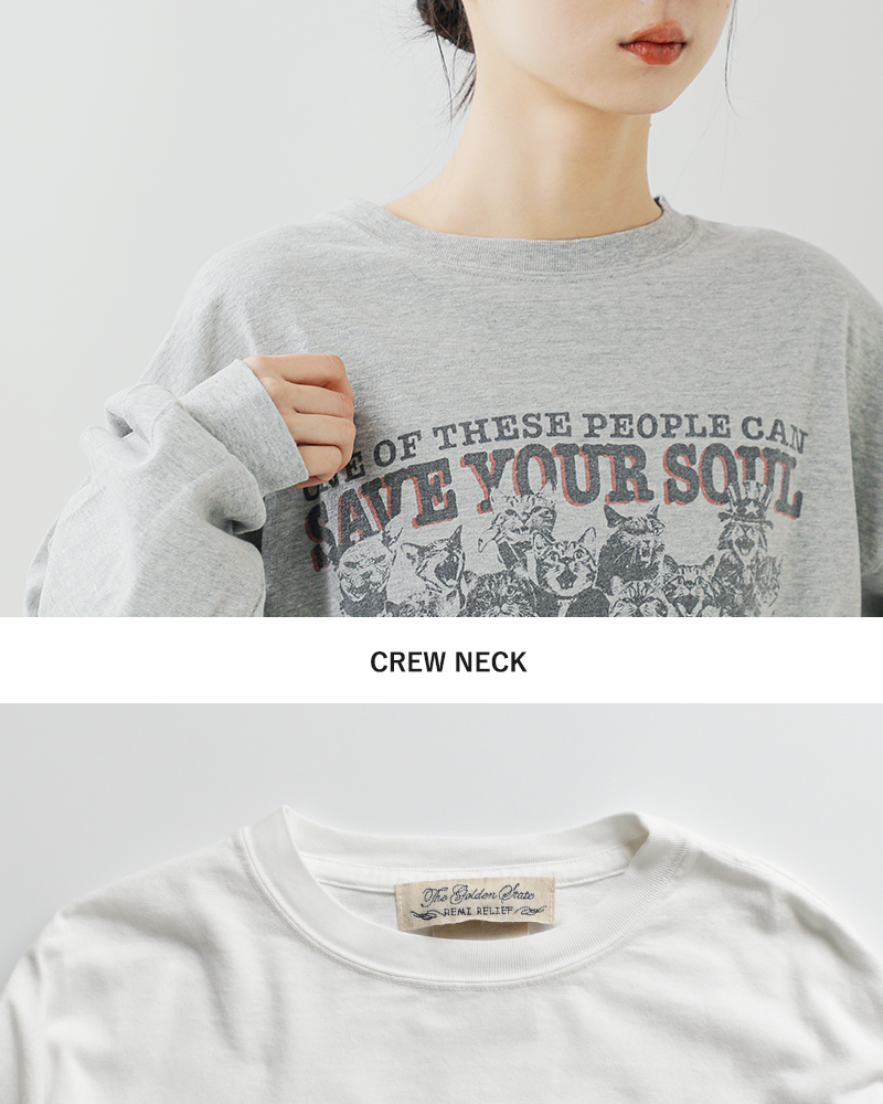 REMI RELIEF(レミレリーフ)HARDSP加工天竺コットンプリントロングTシャツ“CANSAVEYOURSOUL”rn30389134