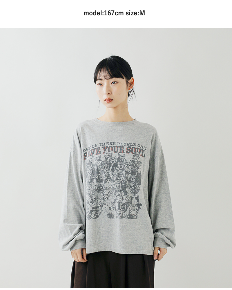 REMI RELIEF(レミレリーフ)HARDSP加工天竺コットンプリントロングTシャツ“CANSAVEYOURSOUL”rn30389134