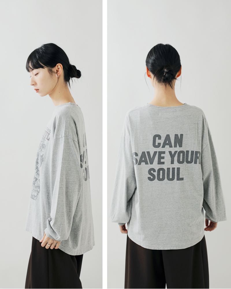 REMI RELIEF(レミレリーフ)HARDSP加工天竺コットンプリントロングTシャツ“CANSAVEYOURSOUL”rn30389134