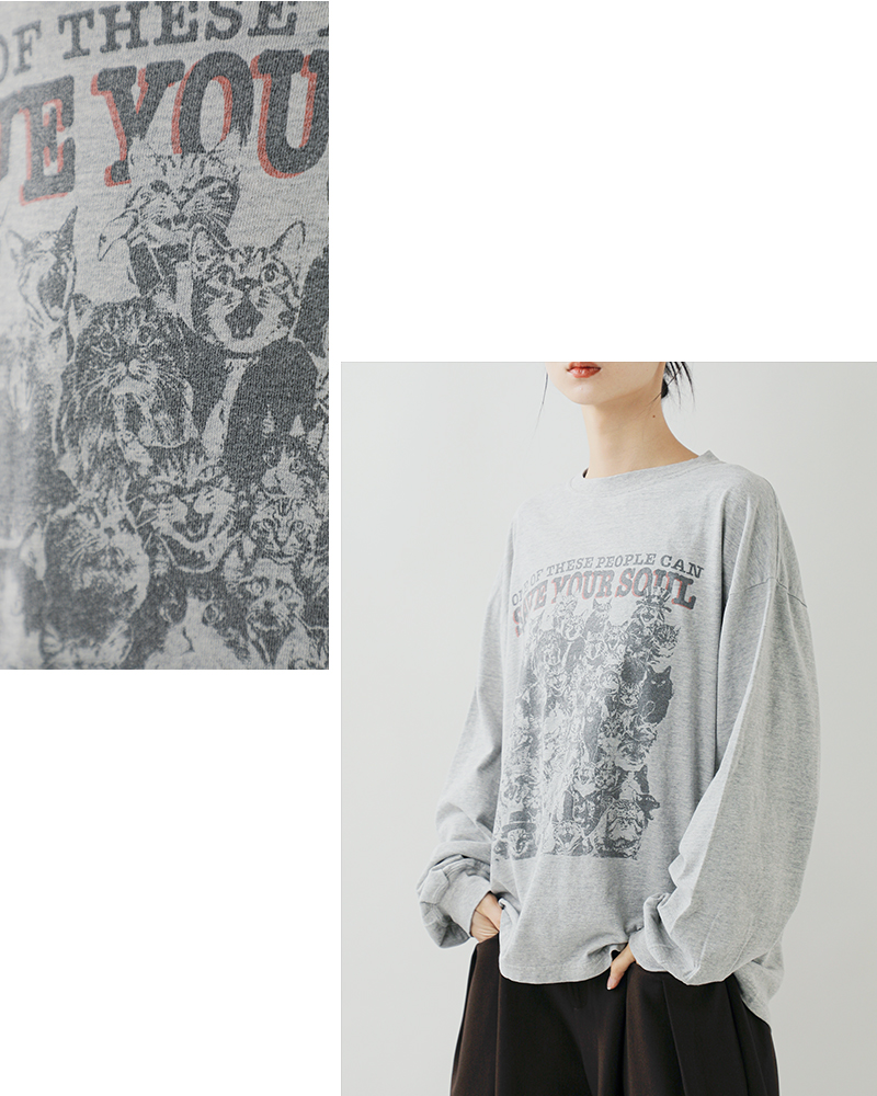 REMI RELIEF(レミレリーフ)HARDSP加工天竺コットンプリントロングTシャツ“CANSAVEYOURSOUL”rn30389134