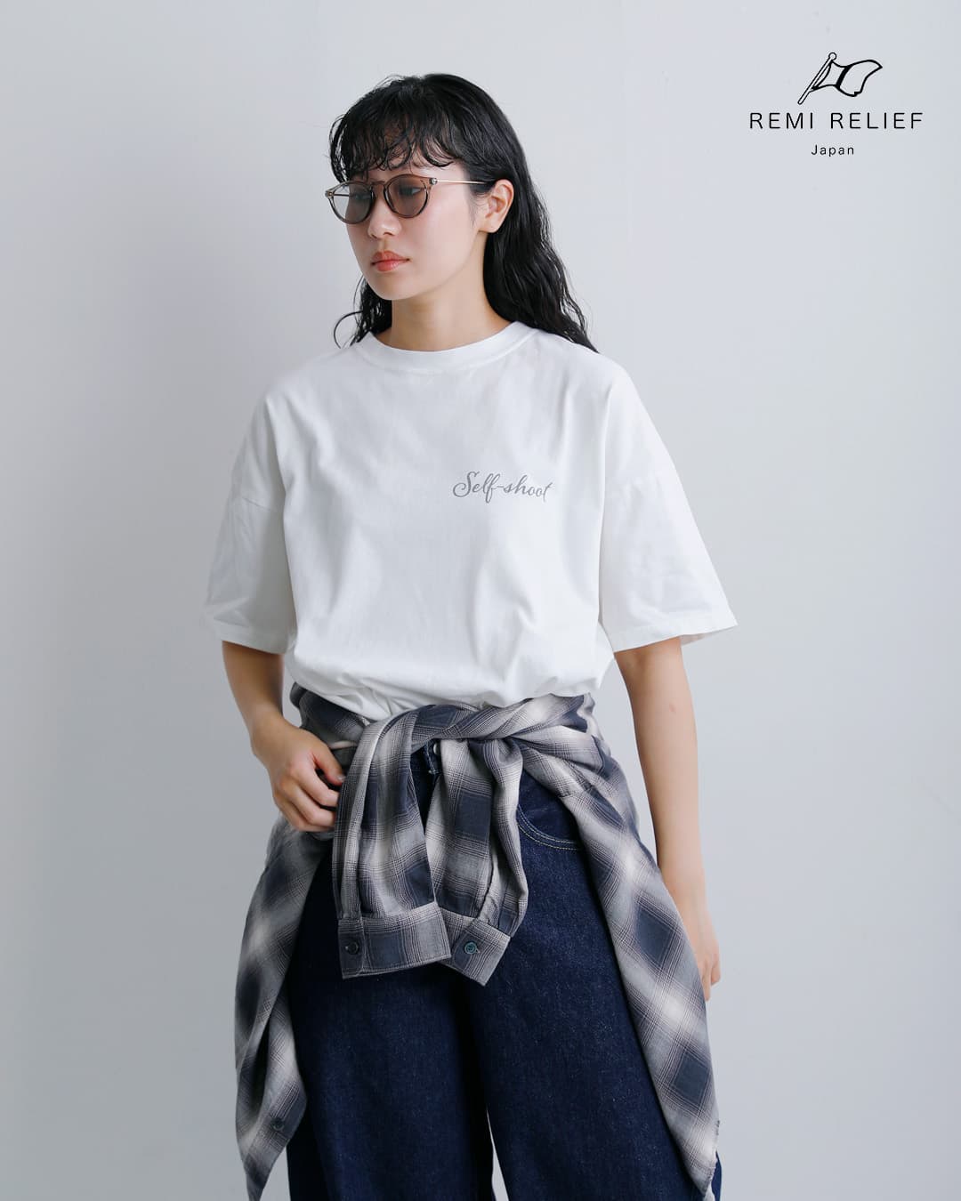 REMI RELIEF(レミレリーフ)HARD SP加工 天竺コットン BIGサイズ プリント Tシャツ “Self shot” rn30389156-7
