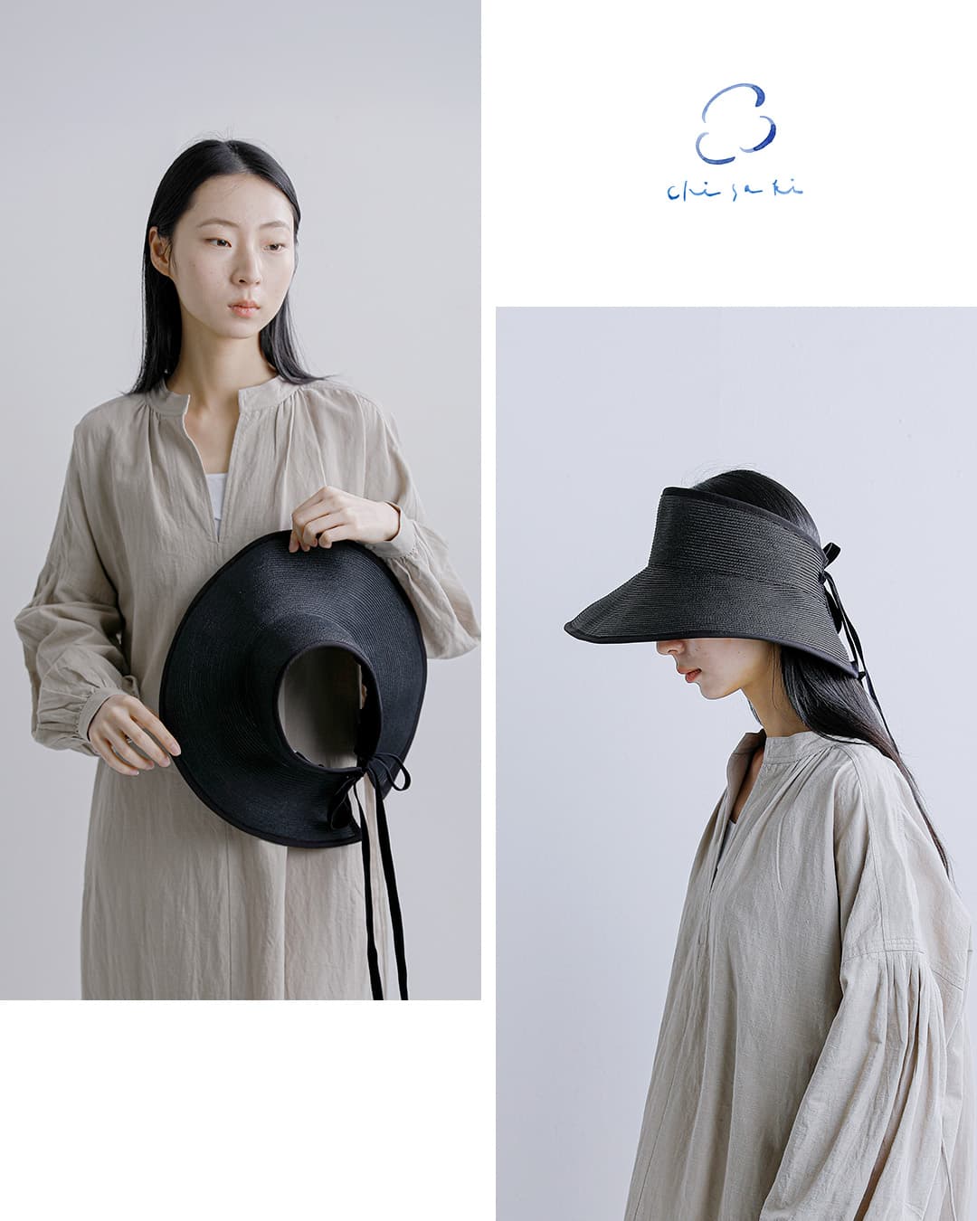 chisakiペーパー リボン サンバイザー “Roman” roman