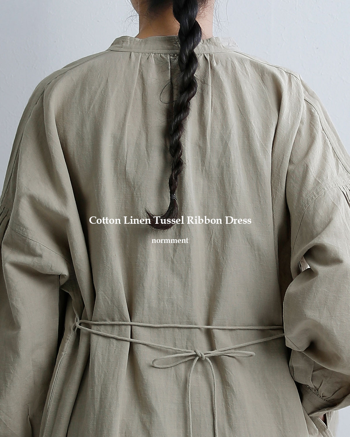 normmentコットンリネン タッセルリボン ワンピース “COTTON LINEN TUSSEL RIBBON DRESS” s26s-1537