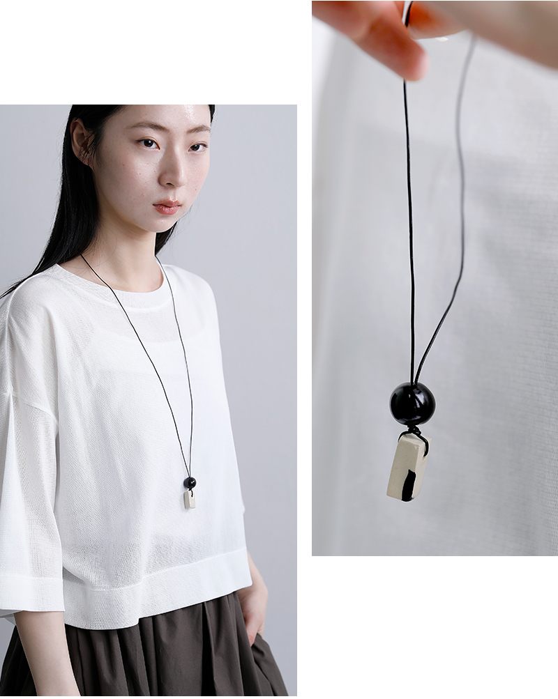 MANY RHIZOMES(メニーライザームス)レザーコード クレイビーズ ネックレス “SCULPTURAL NECKLACE” sculptural-ncl