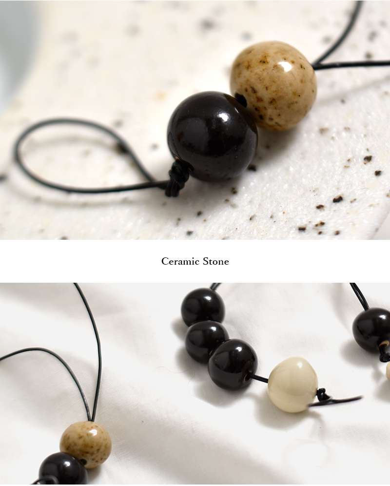 MANY RHIZOMES(メニーライザームス)レザーコード クレイビーズ ネックレス “SCULPTURAL NECKLACE” sculptural-ncl