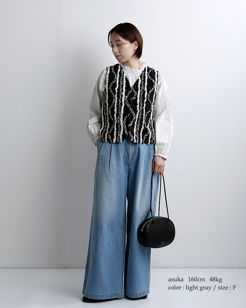 STAMP AND DIARY(スタンプアンドダイアリー)コットンノーカラーフリルブラウスsd507es41