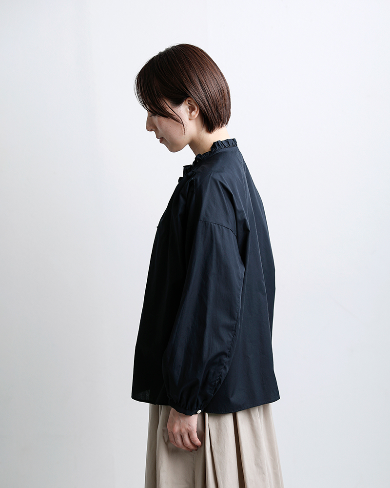 STAMP AND DIARY(スタンプアンドダイアリー)コットンノーカラーフリルブラウスsd507es41