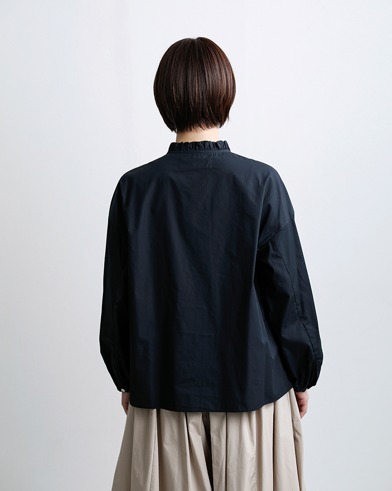 STAMP AND DIARY(スタンプアンドダイアリー)コットンノーカラーフリルブラウスsd507es41