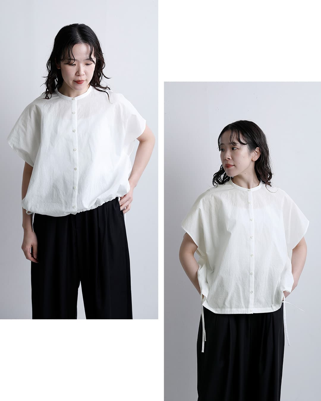 STAMP AND DIARYドルマンスリーブ 裾コード付き コットン ブラウス sdc511ss81