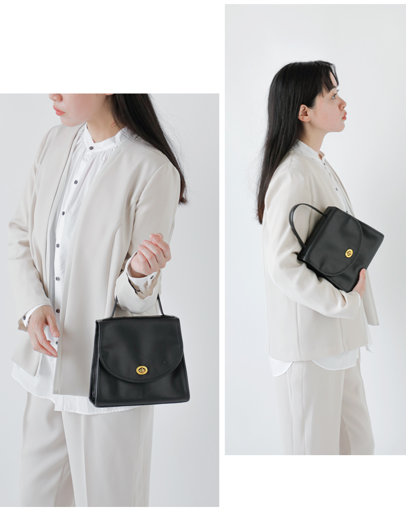 MARINE DAY(マリンデイ)aranciato別注イタリアンスムースカウレザーフラップハンドバッグ“SILVER2”silver2