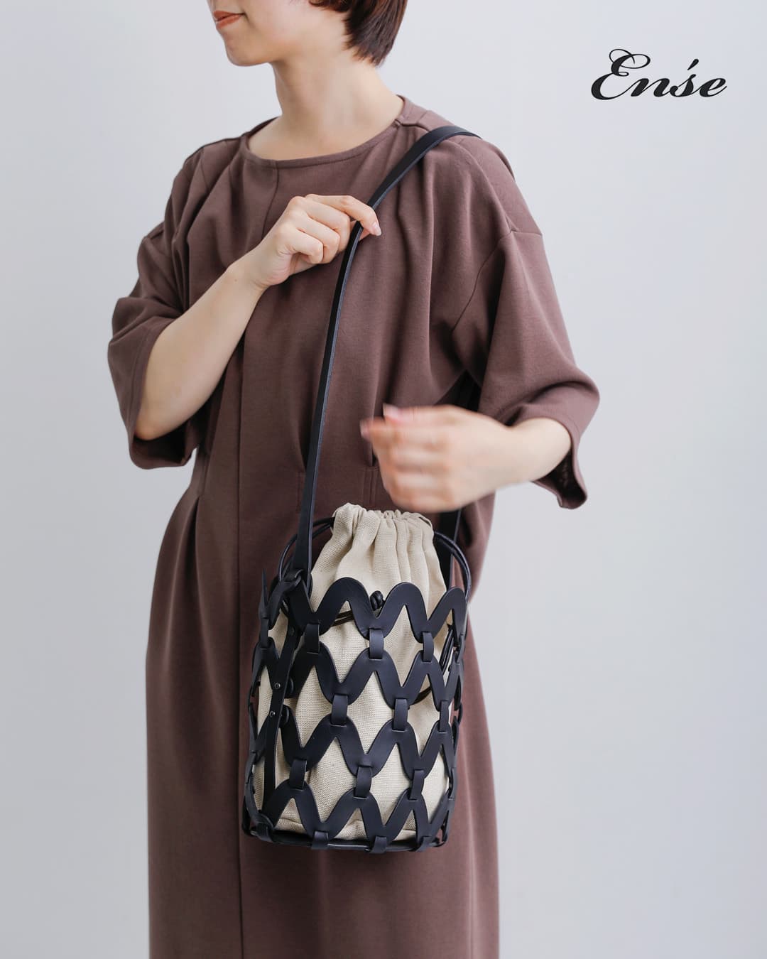 Ense(アンサ)ステアレザー 2way ショルダー かごバッグ sukashi 2way shoulder sk001