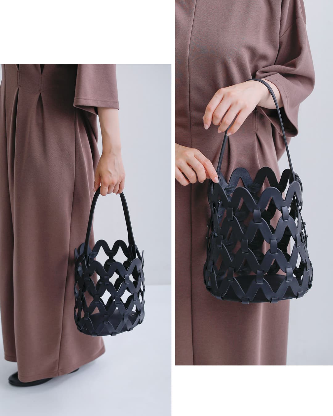 Ense(アンサ)ステアレザー 2way ショルダー かごバッグ sukashi 2way shoulder sk001