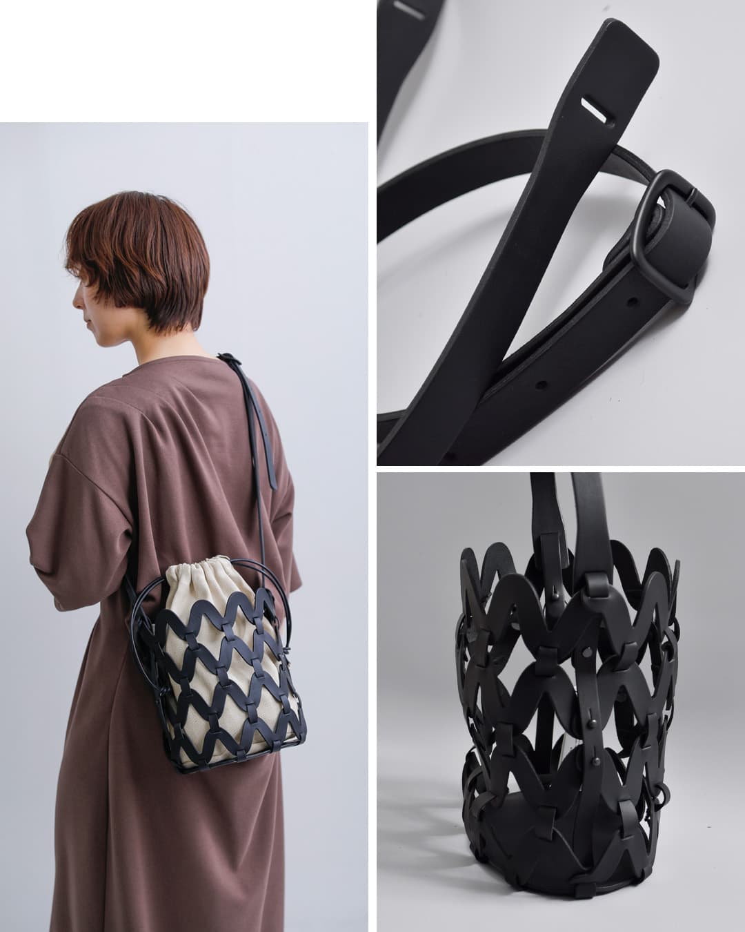 Ense(アンサ)ステアレザー 2way ショルダー かごバッグ sukashi 2way shoulder sk001