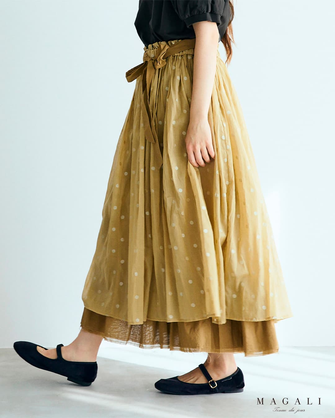 MAGALI マガリ ポワンダルジャンコットン ギャザー スカート sk83