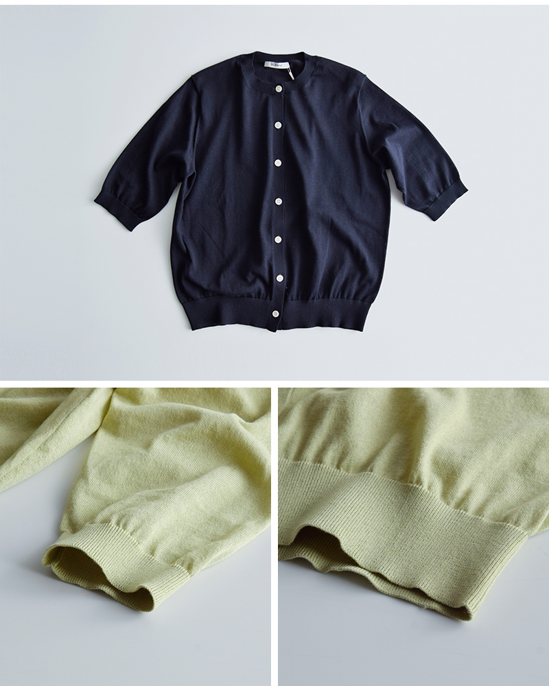 SLOANE(スローン)オーガニックコットン混6分袖クルーネックカーディガンsl10s-1078