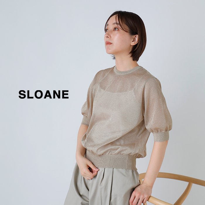 SLOANE(スローン)天竺ラメシアー半袖クルーネックプルオーバーsl10s-1123